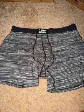 Saxx Black & Gray Striped Boxer Briefs